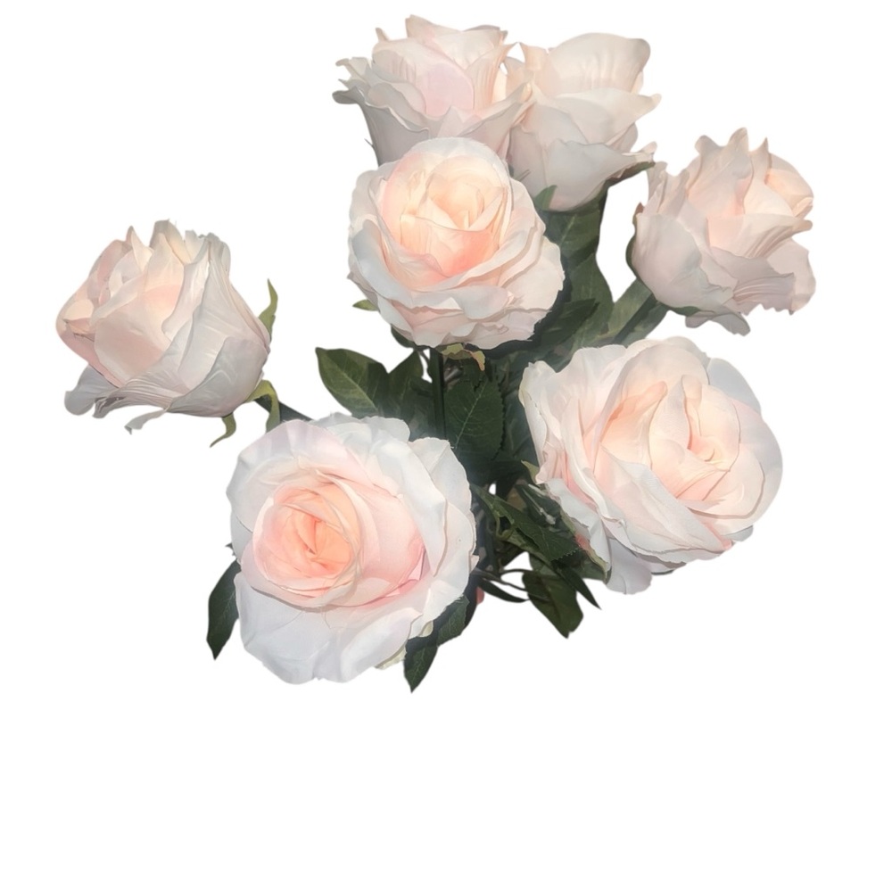 NWT Ashland Michael’s Ivory Lt Pink Faux Long Stem Rose Florals 7 Piece Wedding